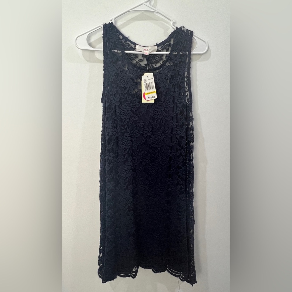 Sleeveless Black Lace Mini Dress